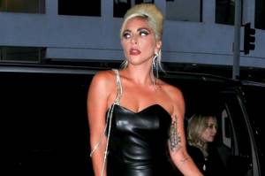 Леди Гага в сетчатых колготках без юбки приняла провокационную позу