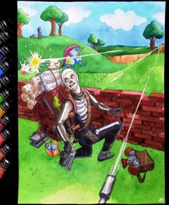 Художница изобразила персонажей видеоигр с полным инвентарём