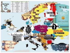 Карта: Cамые популярные книги в каждой стране Европы